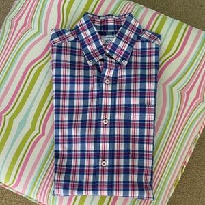 Men’s EUC Southern Tide Navy & Pink Plaid Shirt Savannah Tide Men’s Port Small